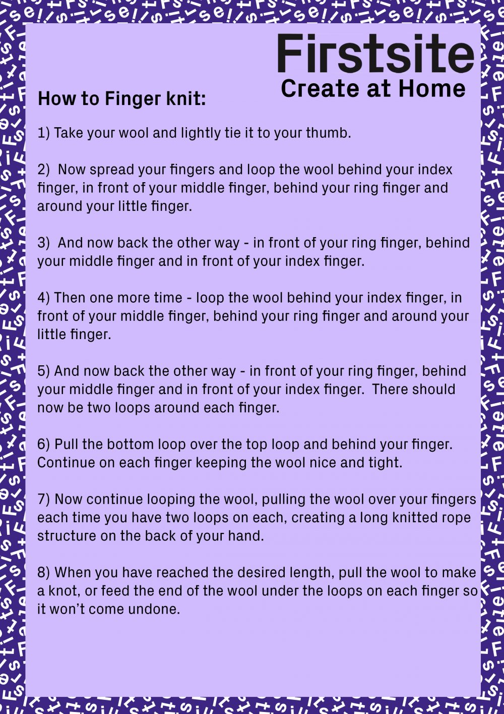 Instructions for finger knitting page 2 of 3
