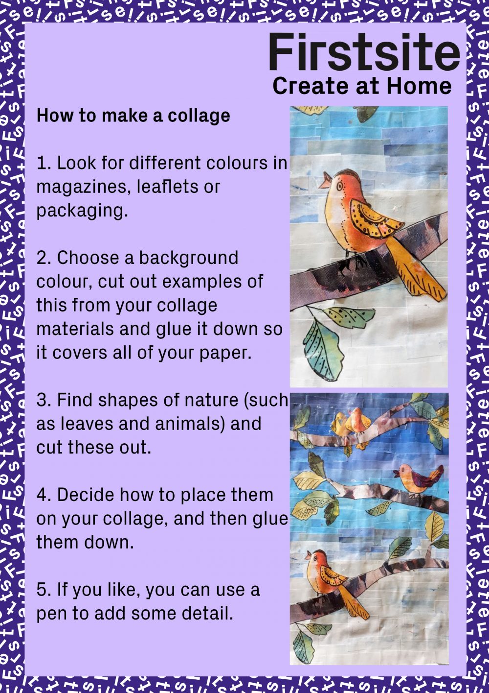 Image of instructions for how to make a nature collage