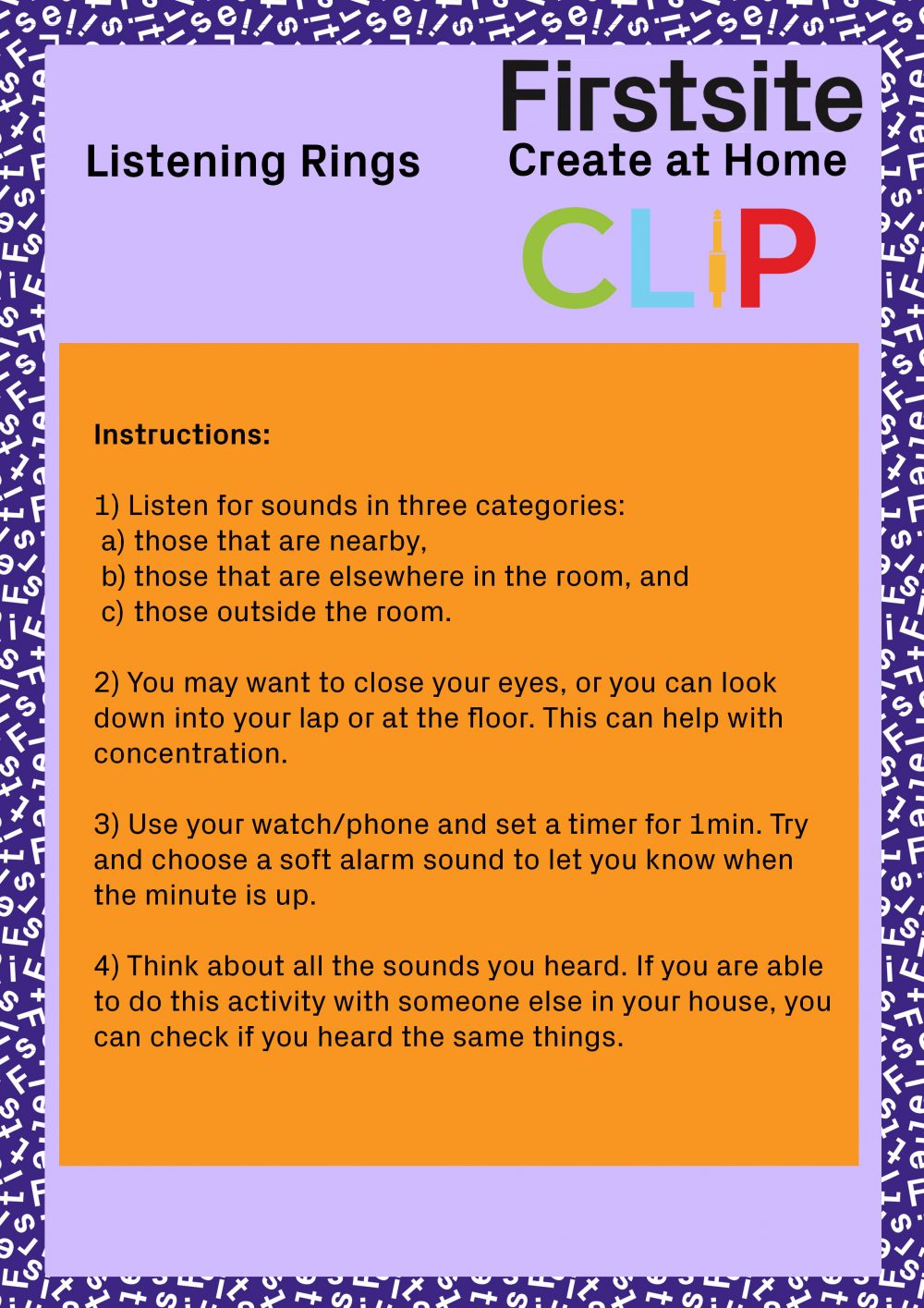 Firstsite Create at Home Listening Rings activity - instructions