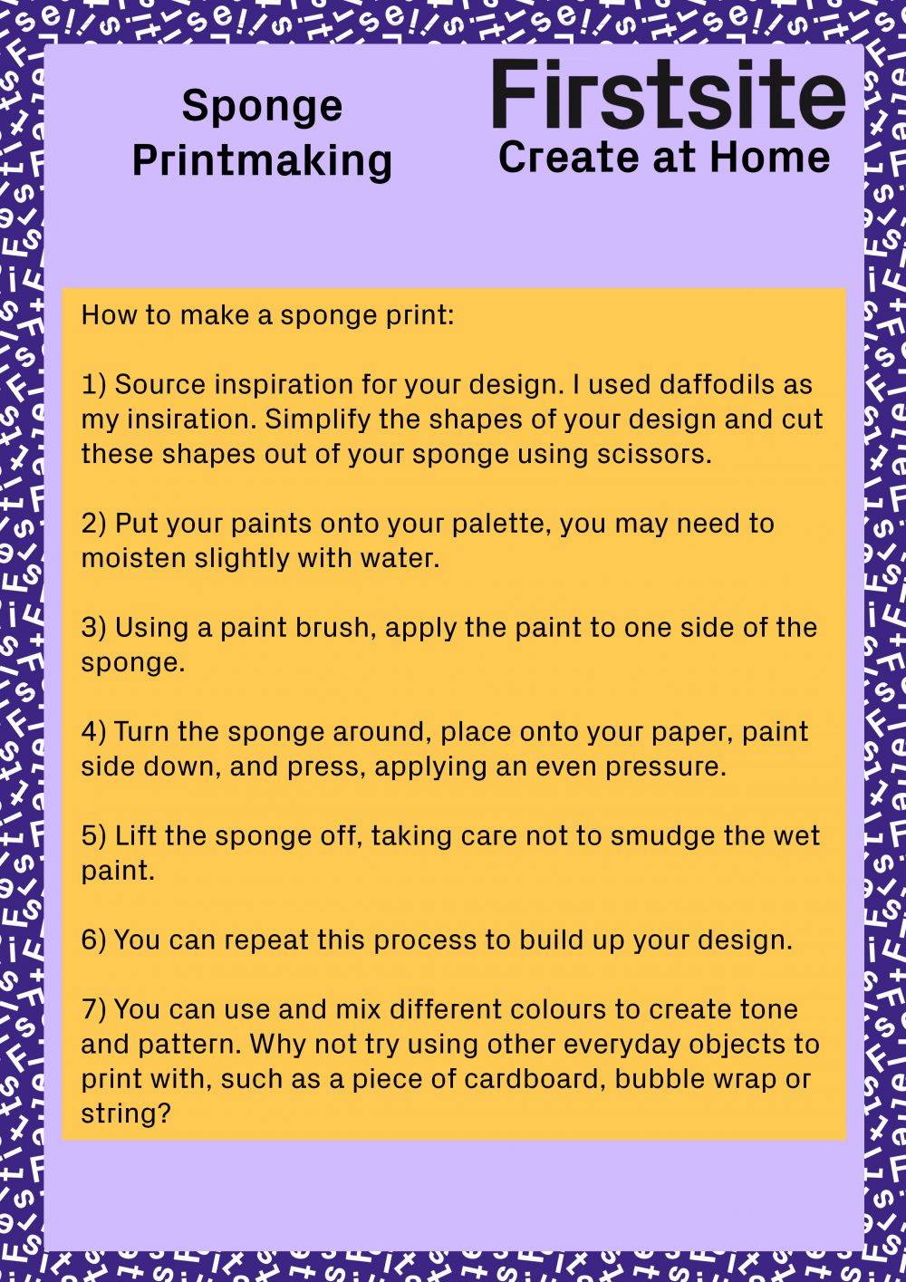 Firstsite Create at Home Sponge Printing Instructions pg 2 of 2