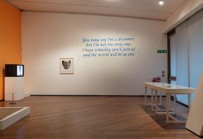 artworks installed in the exhibition 'My name is not refugee' at Firstsite gallery Colchester