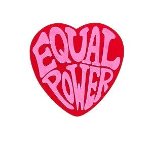 Tatty Devine 'Equal Power' Heart Brooch in bright pink and red.
