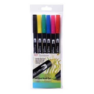 Tombow ABT Dual Brush Pen - Set of 6 with Blendable Colours