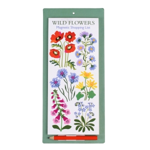 Magnetic Wild Flower Shopping list pad with pencil