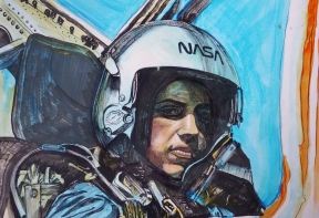 Matthew Turner, Ellen Ochoa (Preparatory Drawing), Alcohol pen and acrylic on paper, Courtesy the artist small