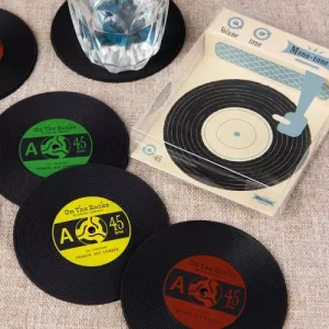 Set of 6 vinyl record coasters