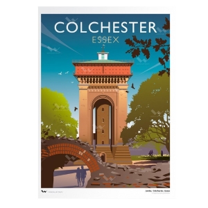 Print depicting Colchester's Jumbo Tower with the word Colchester on top.