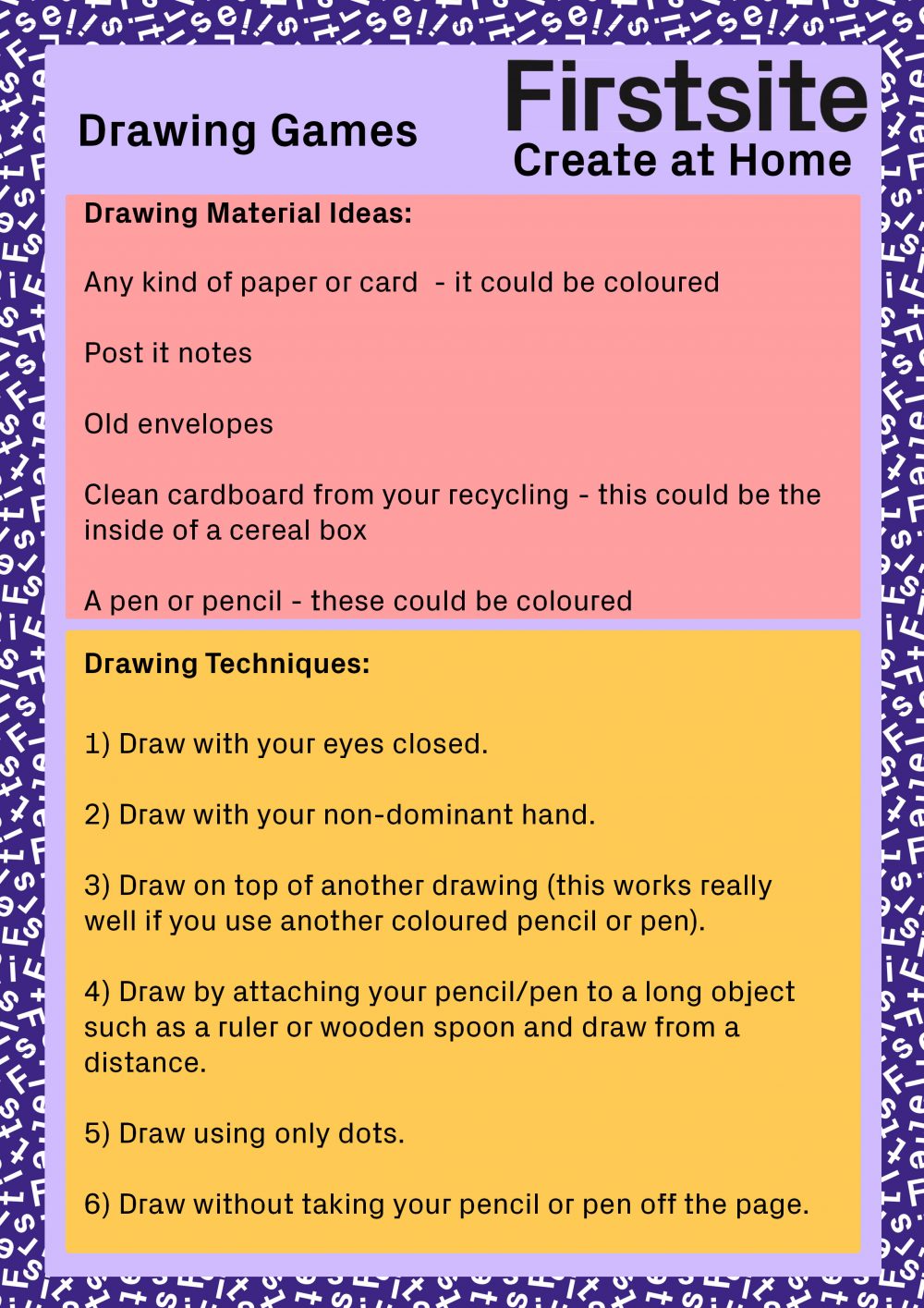 image of instructions for how to try different drawing techniques