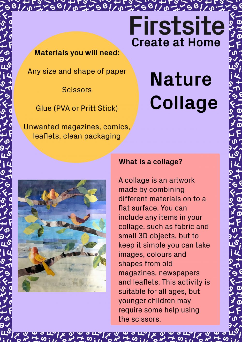 Image of instructions for how to make a nature collage