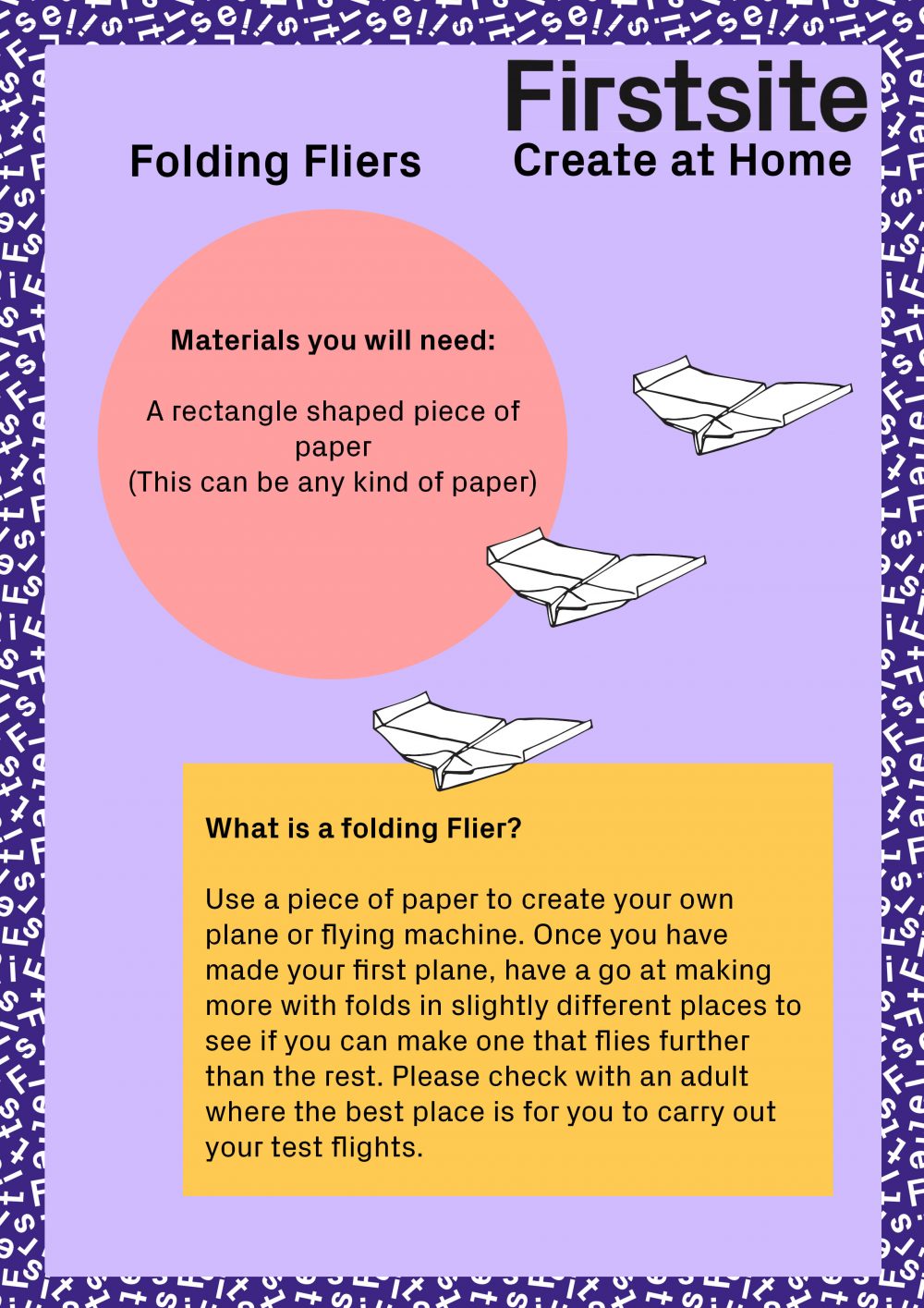 Firstsite Create at Home Folding Fliers Instructions page 1 of 3