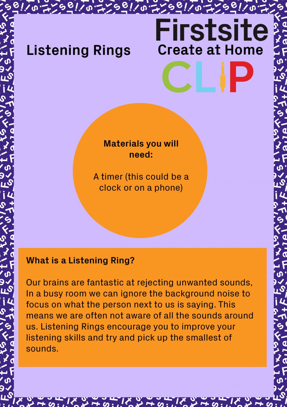 Firstsite Create at Home Listening Rings activity - instructions