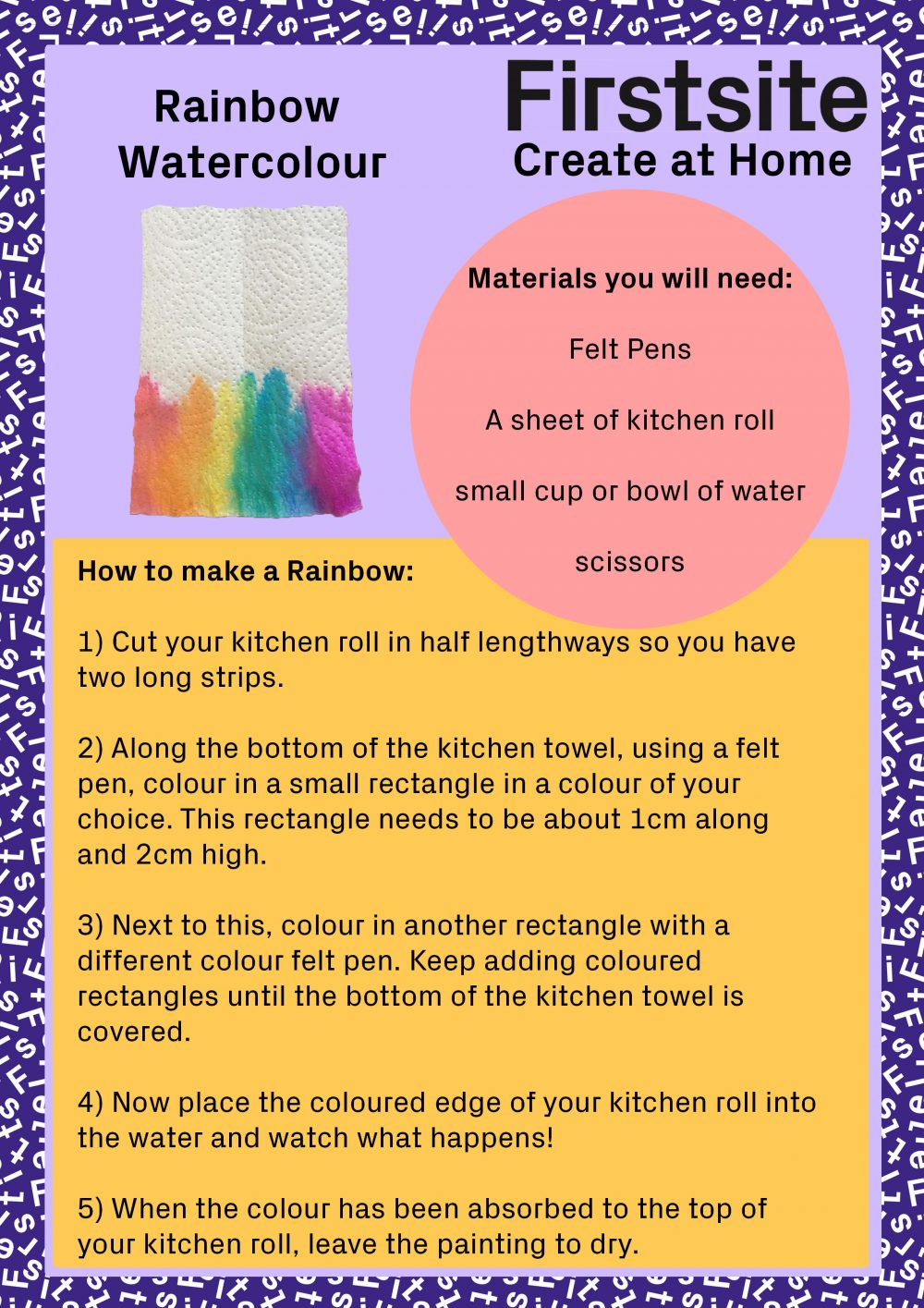 Firstsite Create at Home activity - Rainbow Watercolour Instructions