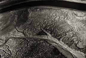 black and white aerial photograph of salt marsh in Essex