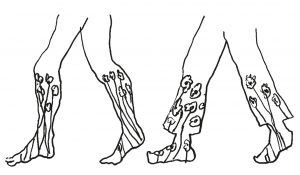 line drawing of two pairs of legs