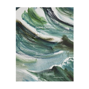 Front cover of Four Seasons by Zhang Enli paperback depicting abstract paint strokes of ocean blue, green and brown tones.