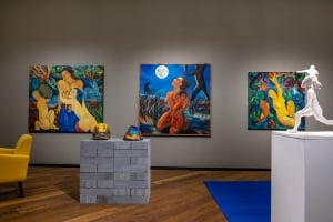 Installation view of BIG WOMEN, showing Merilyn Humphreys' artwork