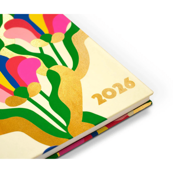 Close up of the 2026 diary by 1973 with the Bureau Alice design.