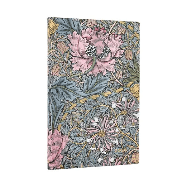 Front of the diary showing the stunning William Morris Pink Honeysuckle design.