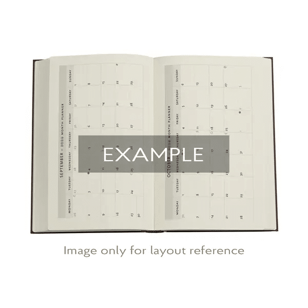 Example of the inner pages of the diaries. For reference only.