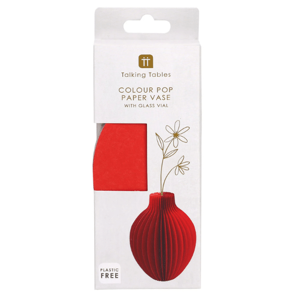 Image showing the packaging of the red paper vase.